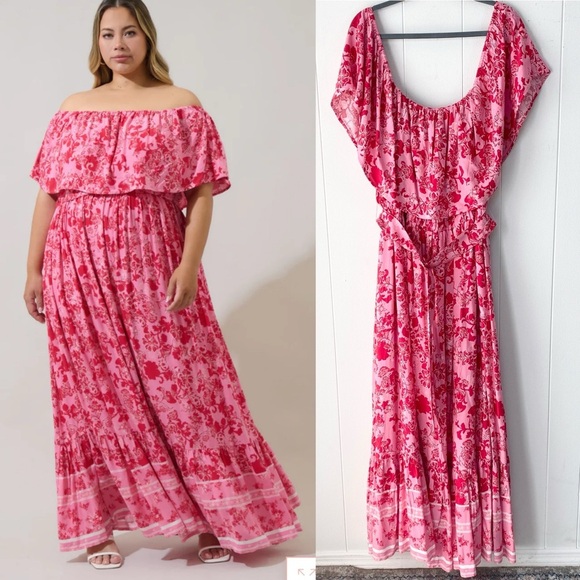 Sugarlips Dresses & Skirts - Sugarlips Aiza Floral Otis Off The Shoulder Maxi Dress Curve Size 2X New!